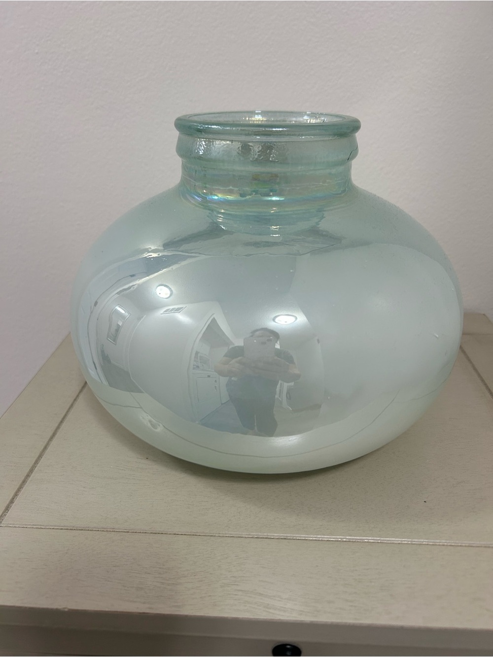 Iridescent Light Aqua Bubble Glass Vase